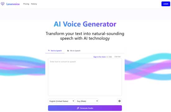 Lovevoice screenshot